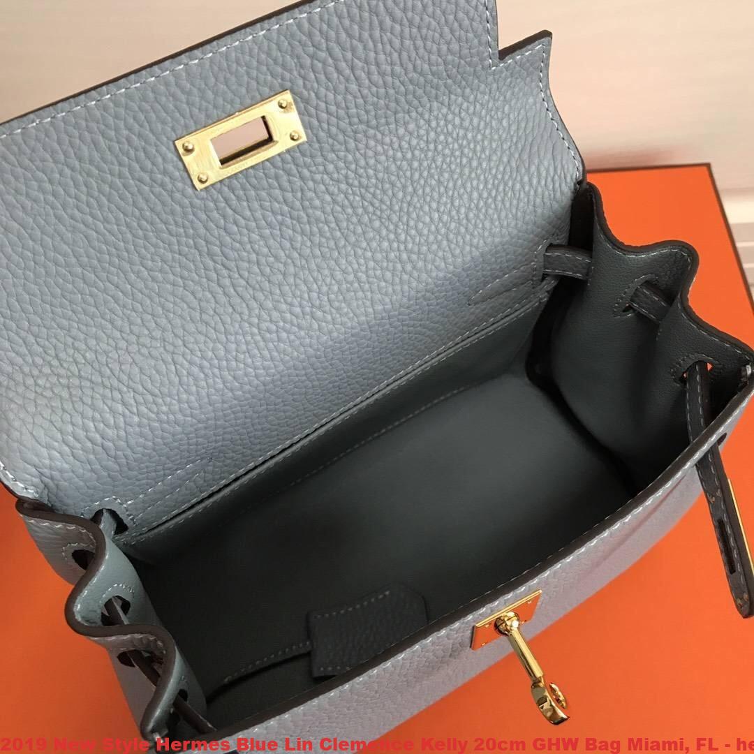 2019 New Style Hermes Blue Lin Clemence Kelly 20cm GHW Bag Miami, FL – hermes replica belt 42mm ...